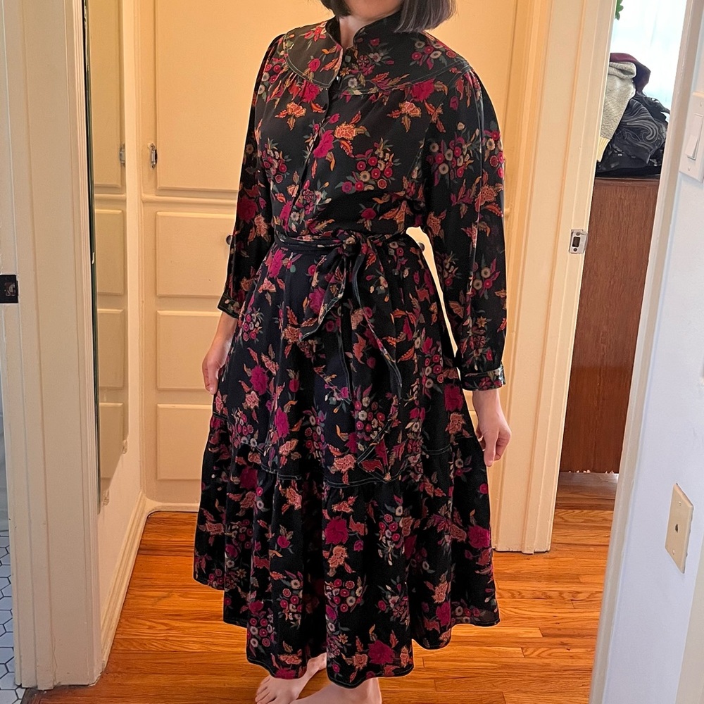 70s Vintage Floral Set with Tie and POCKETS